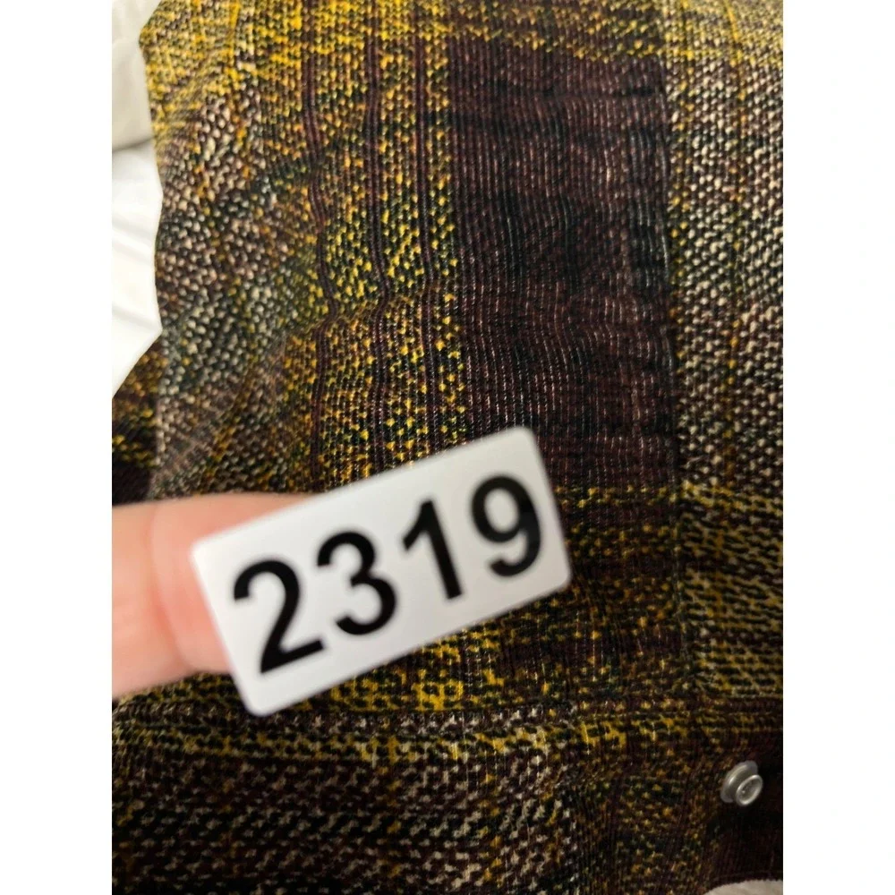 Levi's Sherpa Lined Plaid Trucker Jacket Men Large Brown Yellow Western Workwear